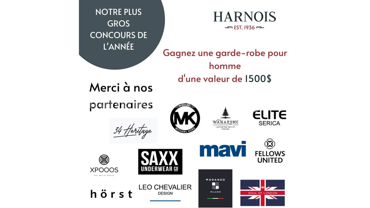 Concours : Une garde-robe pour homme de 1500$ offerte par Boutique Harnois