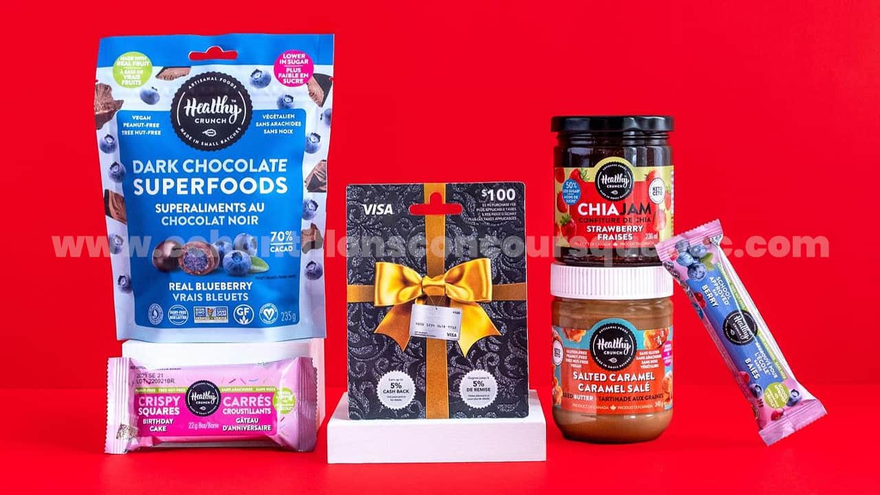 Gagnez une carte prépayée VISA de 100 + 100 de produits Healthy Crunch