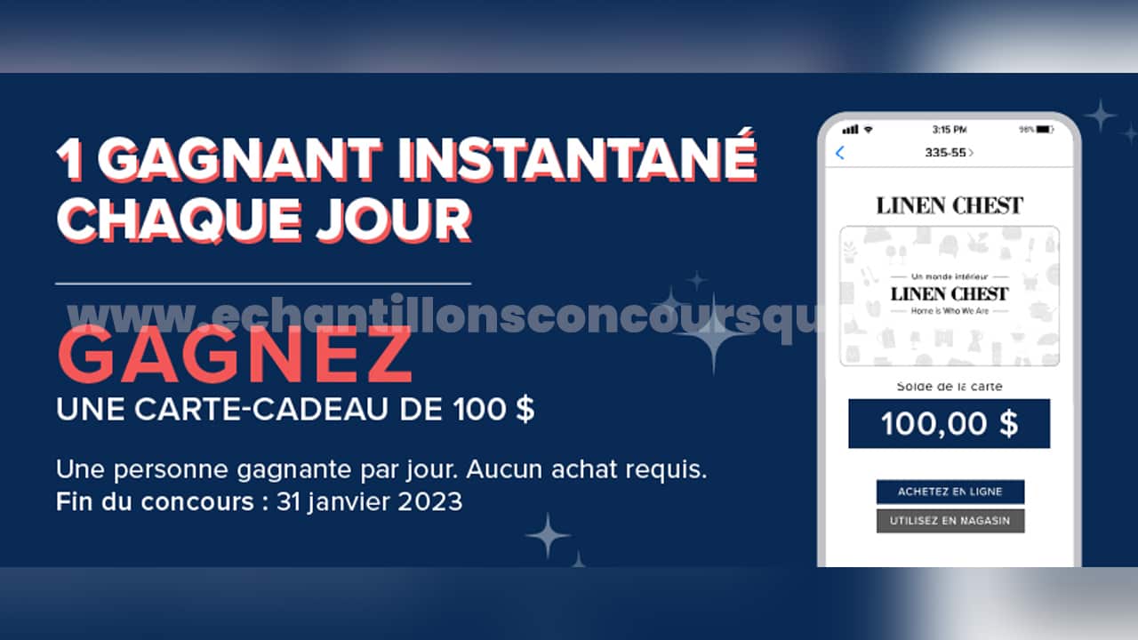 Une cartecadeau Linen Chest de 100 offerte